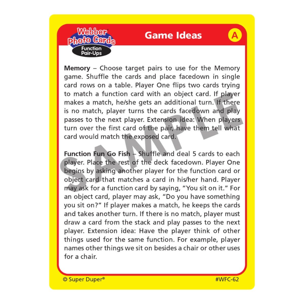 Webber Photo Cards (Function Pair-Ups)