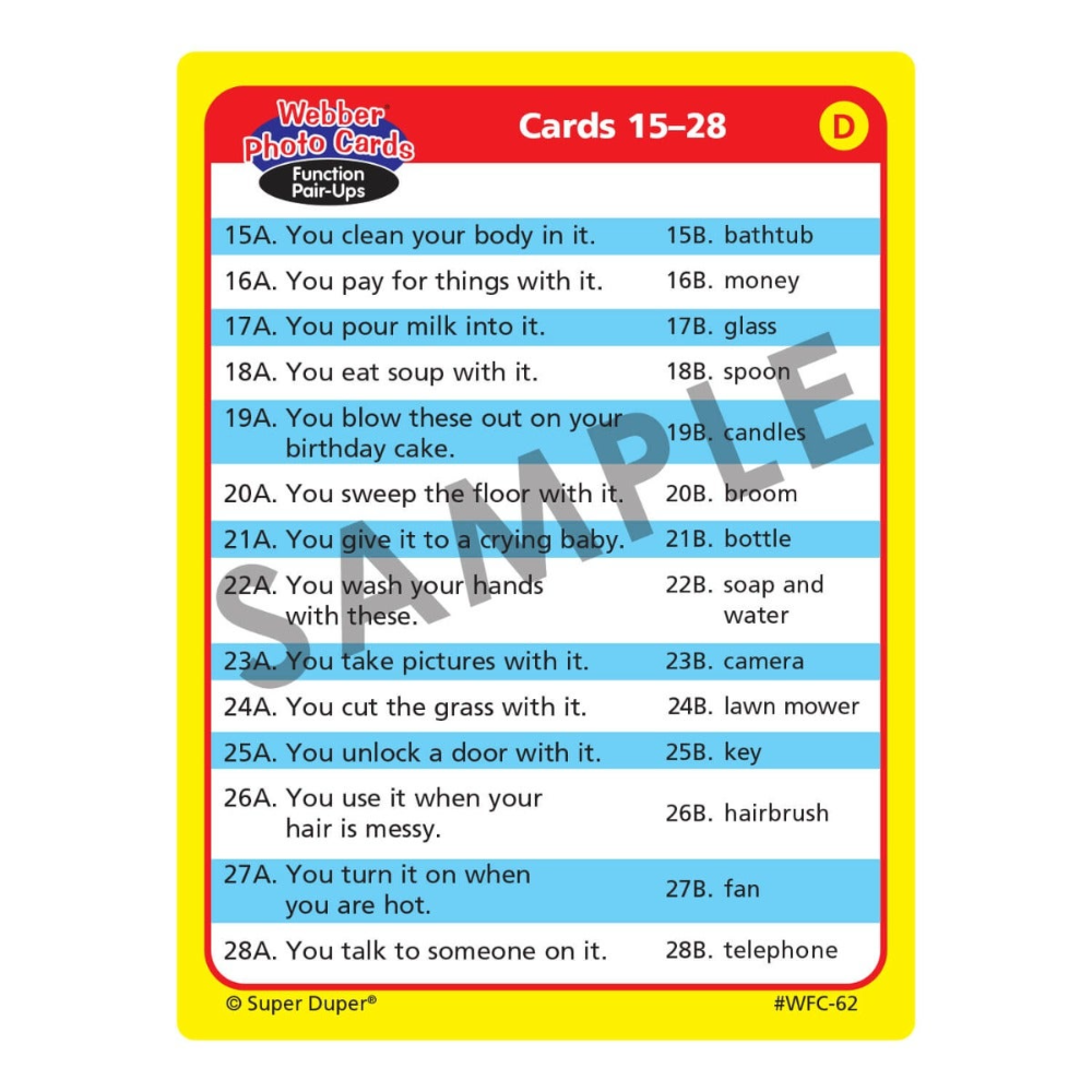 Webber Photo Cards (Function Pair-Ups)