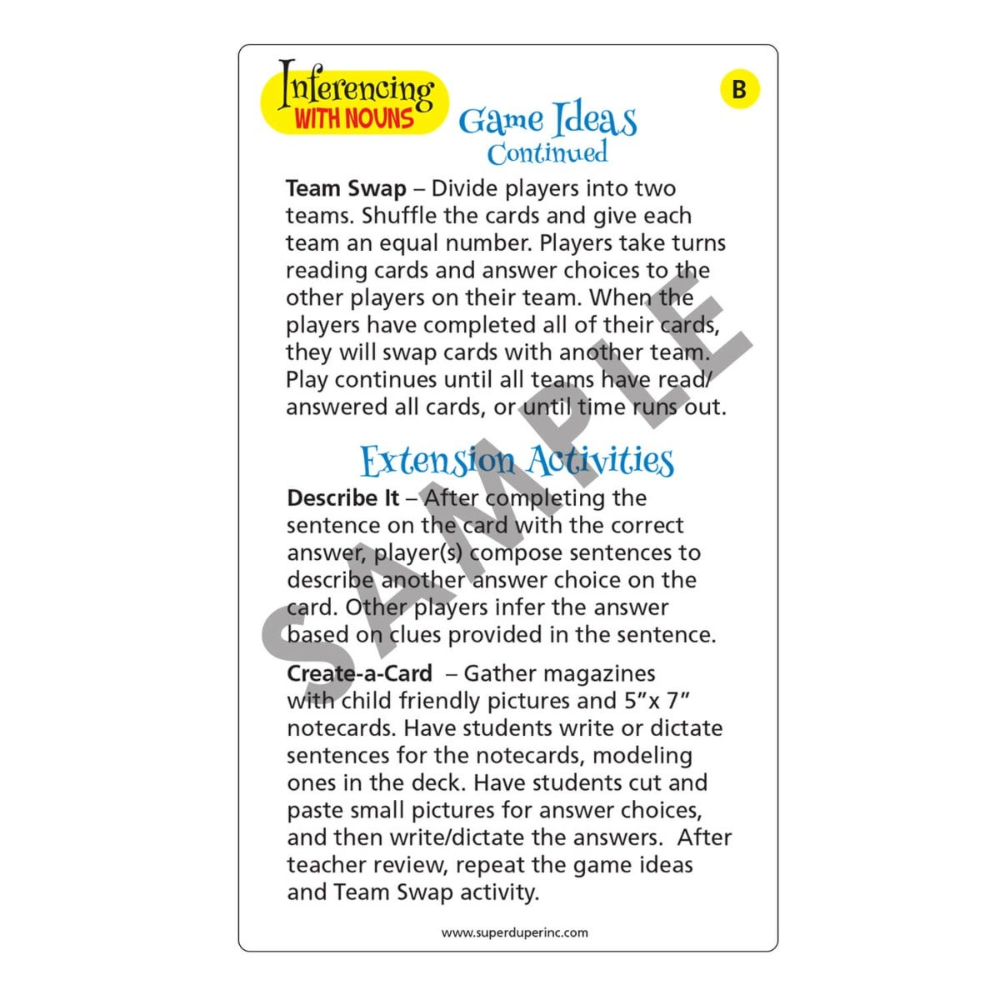 Inferencing with Nouns Cards