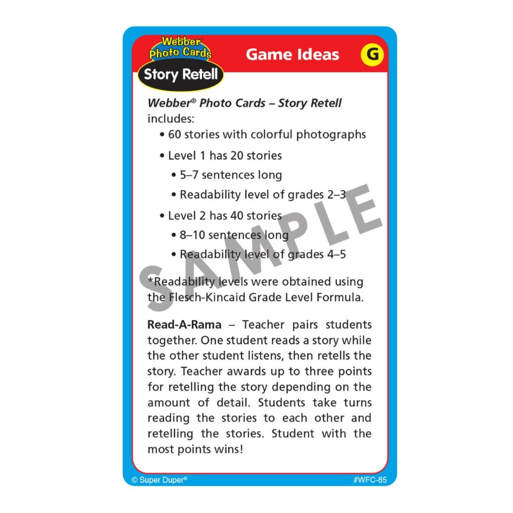 Webber Photo Cards (Story Retell)