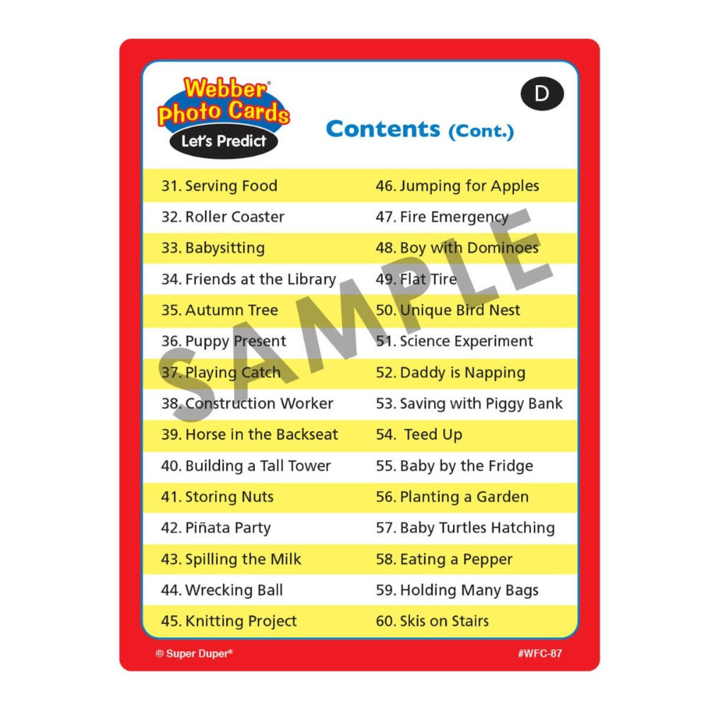 Webber Photo Cards (Let's Predict)