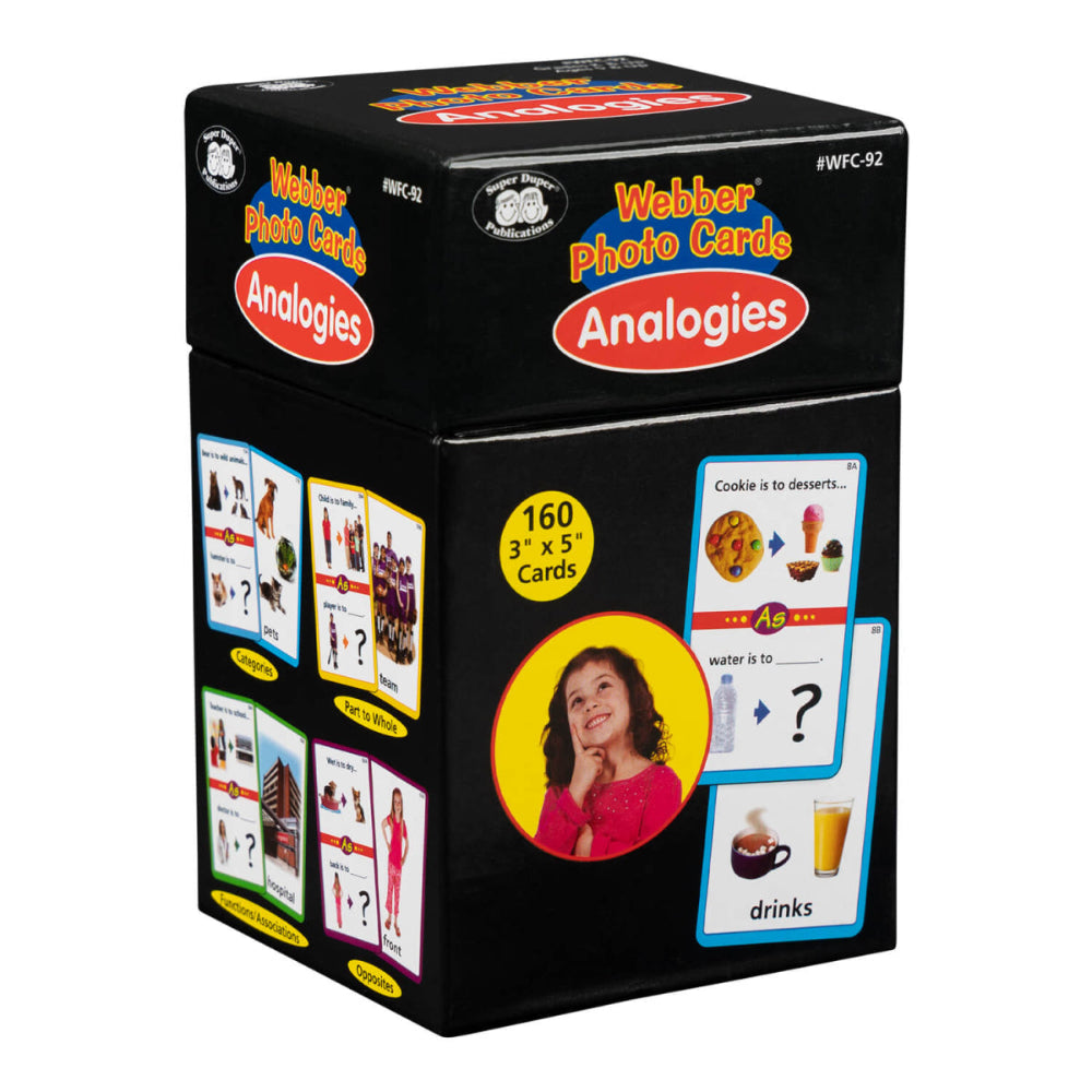 Webber® Photo Cards Analogies box with 160 cards for teaching categories, functions, and opposites