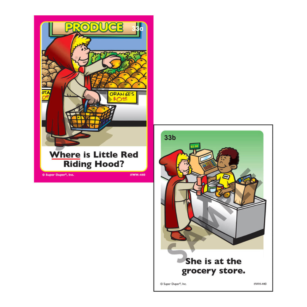 Ring Talkers® WH Inference Question Cards, sample cards Where deck Little Red Riding Hood example