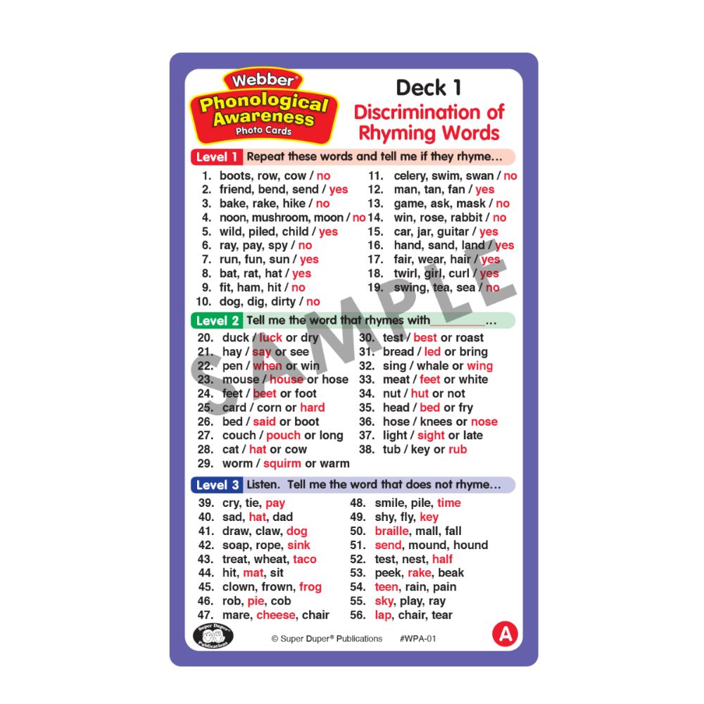 Webber Phonological Awareness Photo Cards