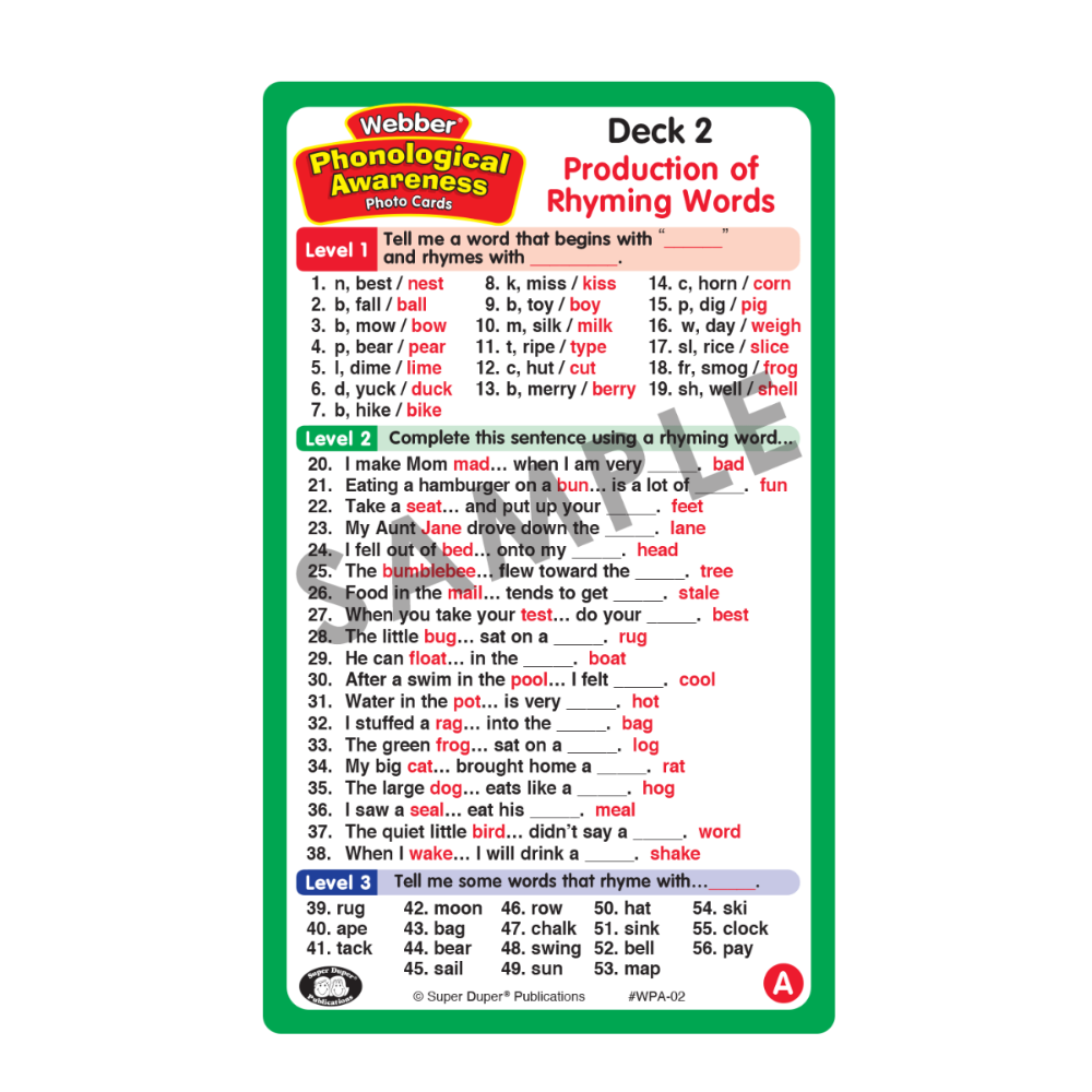 Webber Phonological Awareness Photo Cards