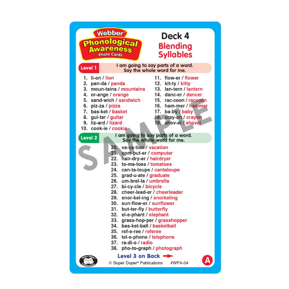 Webber Phonological Awareness Photo Cards