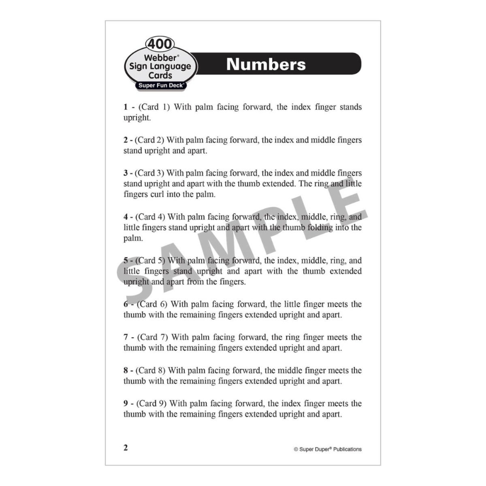 400 Webber Sign Language Cards