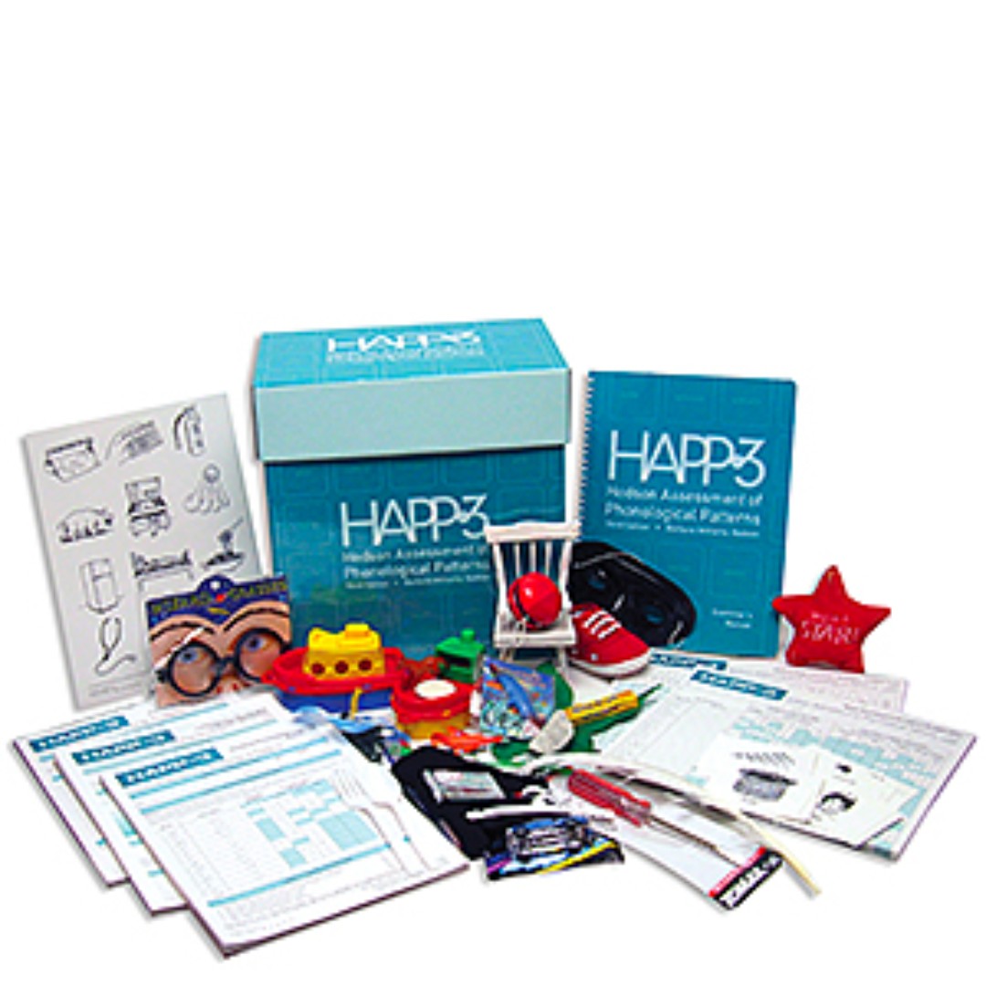 HAPP-3: Hodson Assessment of Phonological Patterns, Third Edition, Canada, designed for children with highly unintelligible speech, boxed kit with forms, toys, and a manual
