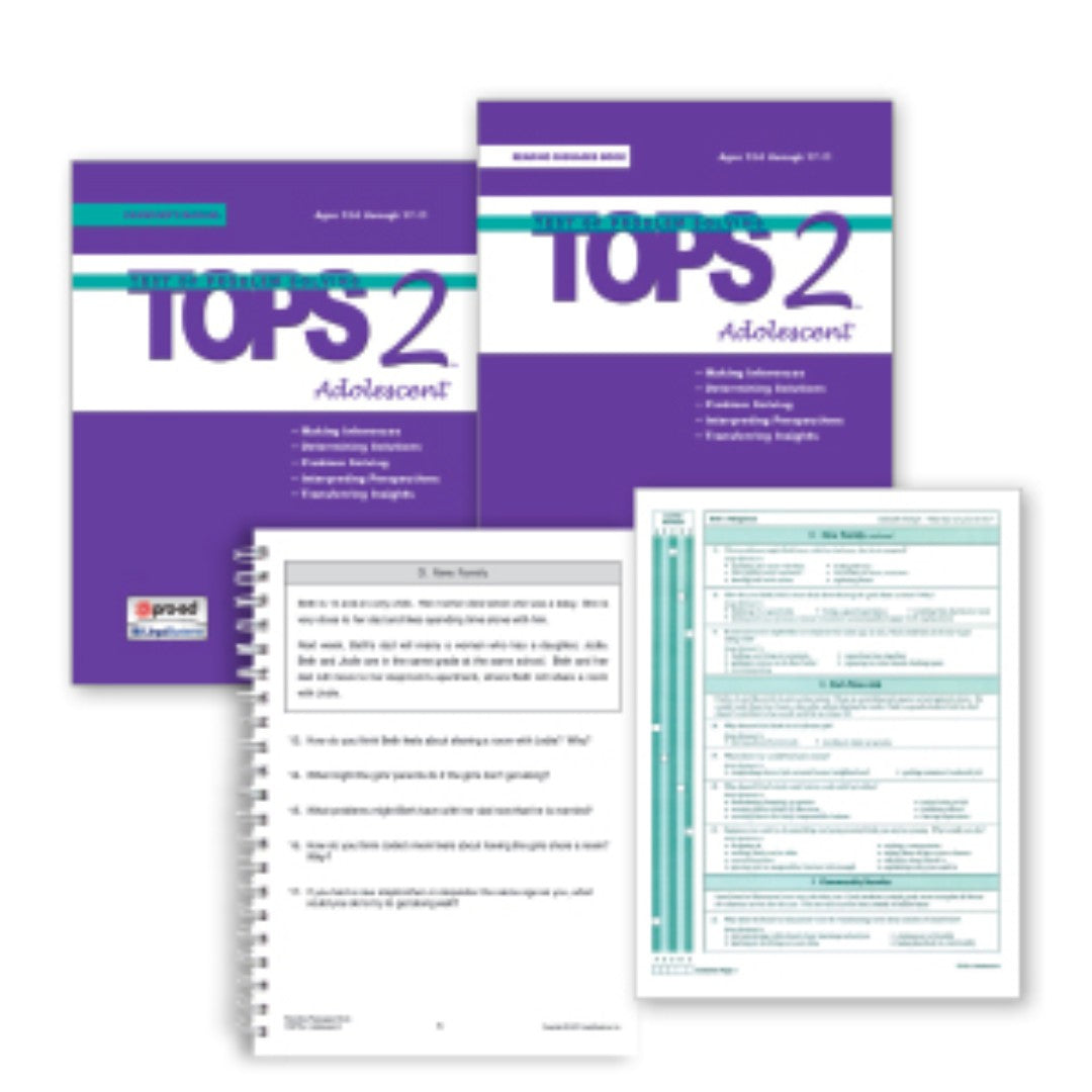 TOPS-2:a: Test of Problem Solving 2: Adolescent, Canada, problem-solving assessment for adolescents, test package with a manual and forms, purple cover